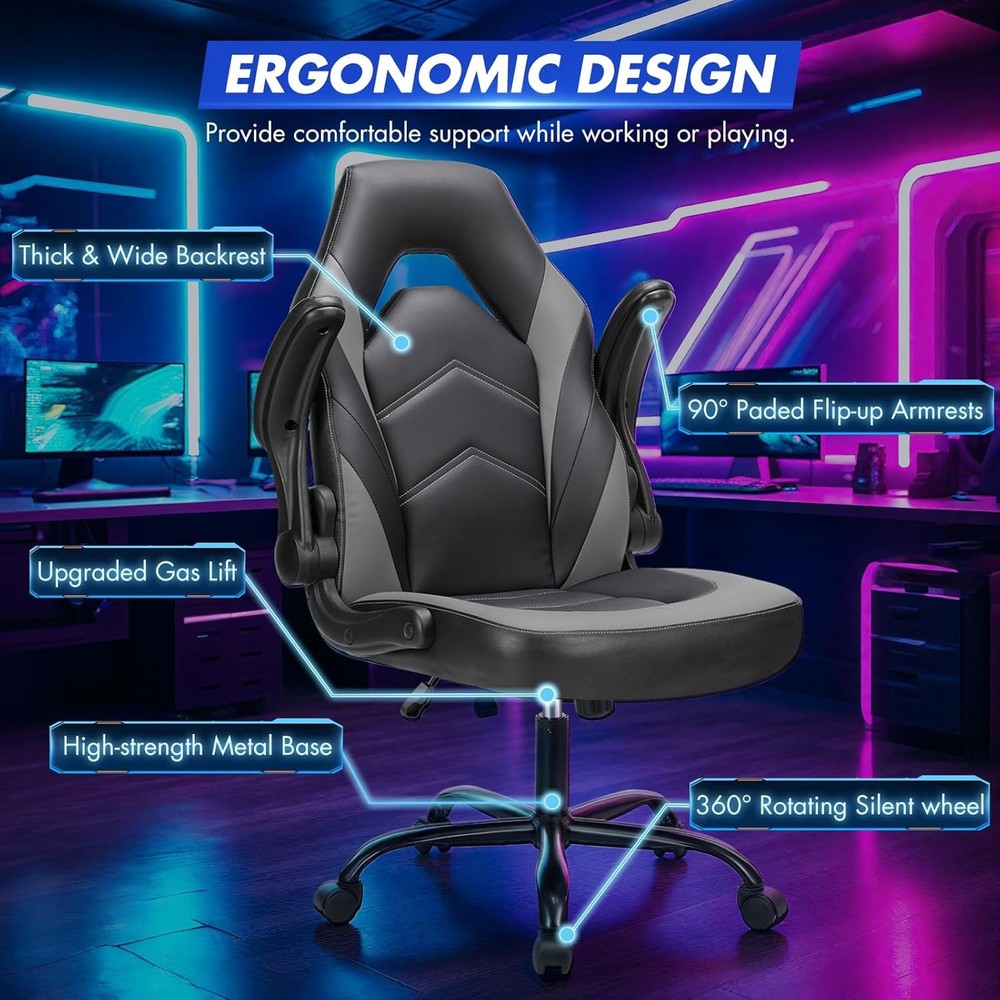 Computer Gaming Desk Chair - Ergonomic Office Executive Adjustable Swivel Task