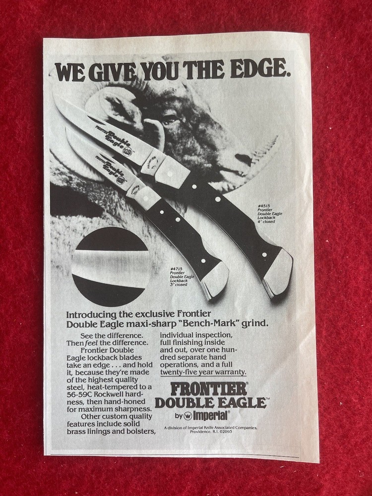 Vintage 1981  Print Ad Frontier Double Eagle  Knife Advertisement