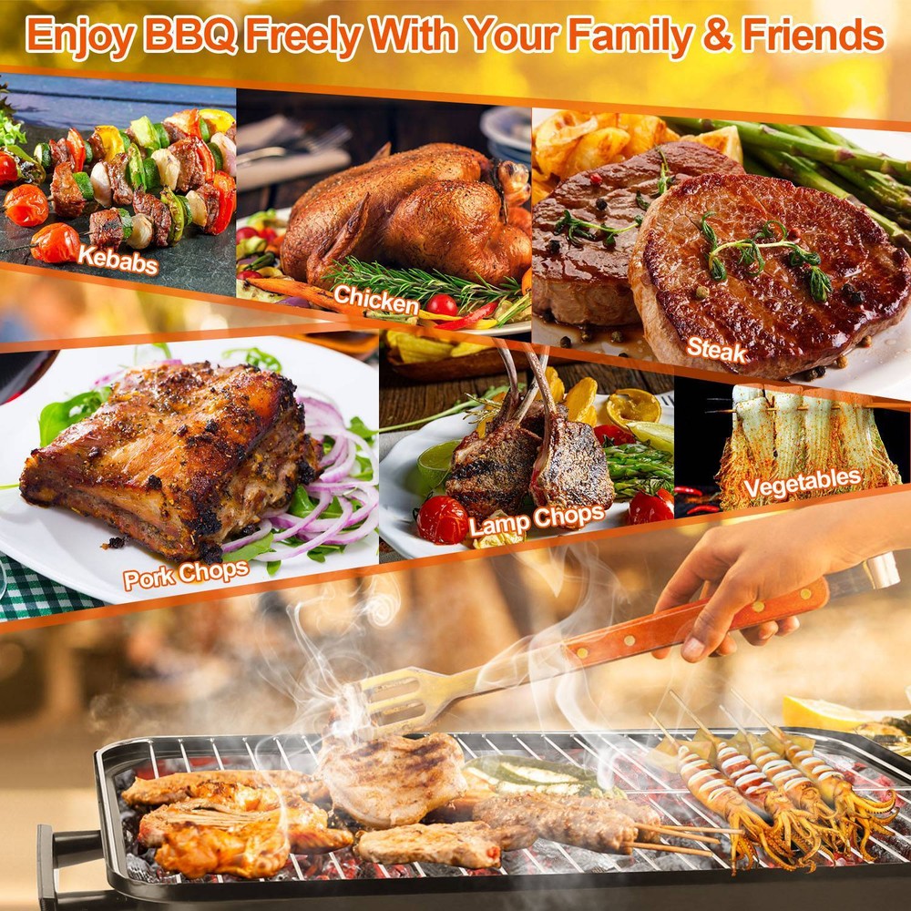 Tabletop Grill W/ Portable Design &Charcoal Cooking Efficient Backyard BBQ