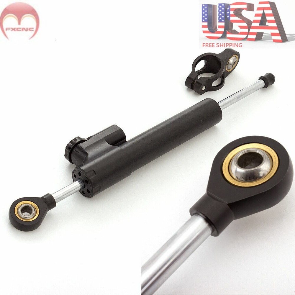 Universal CNC 295mm Steering Damper Stabilizer Linear Stabilizer Adjustable BLK