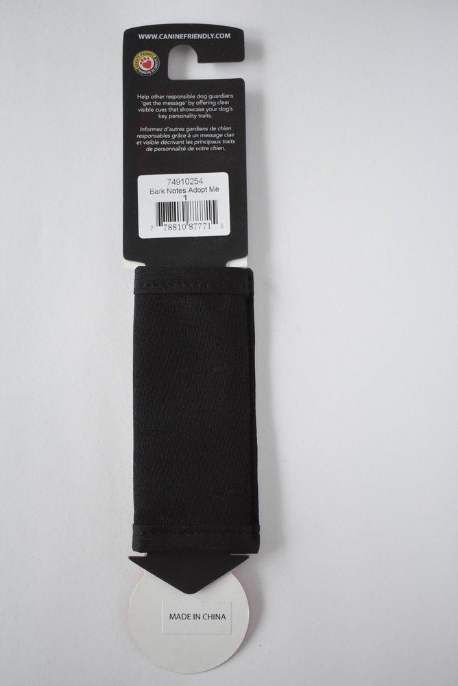 NEW Bark Notes Sleeve for Collar or Leash "Adopt Me"