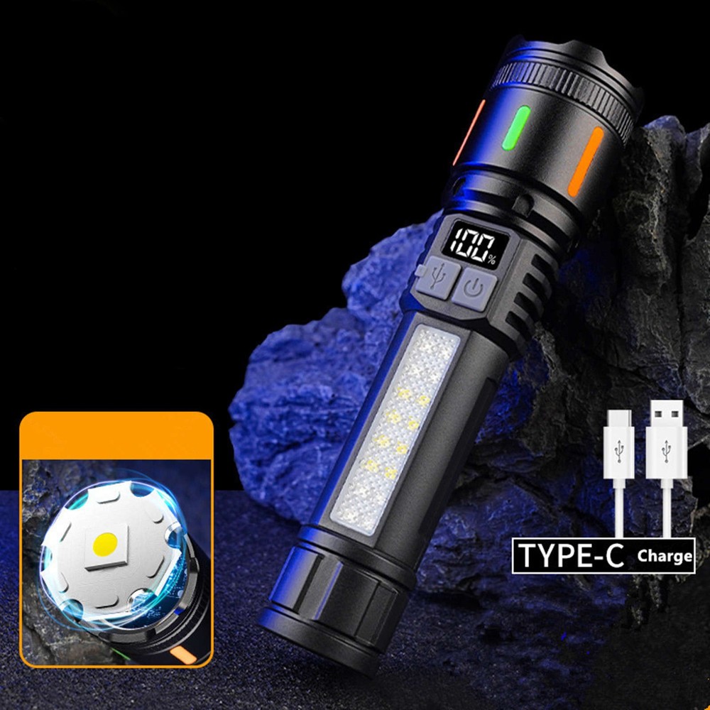 3000 Lumens LED Flashlight Rechargeable with 5 Modes Adjustable Head Portable