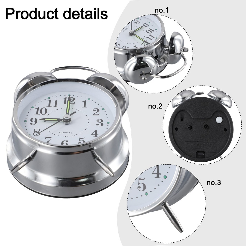 Bedside for TRADITIONAL Classic Double Bell Alarm Clock Chrome