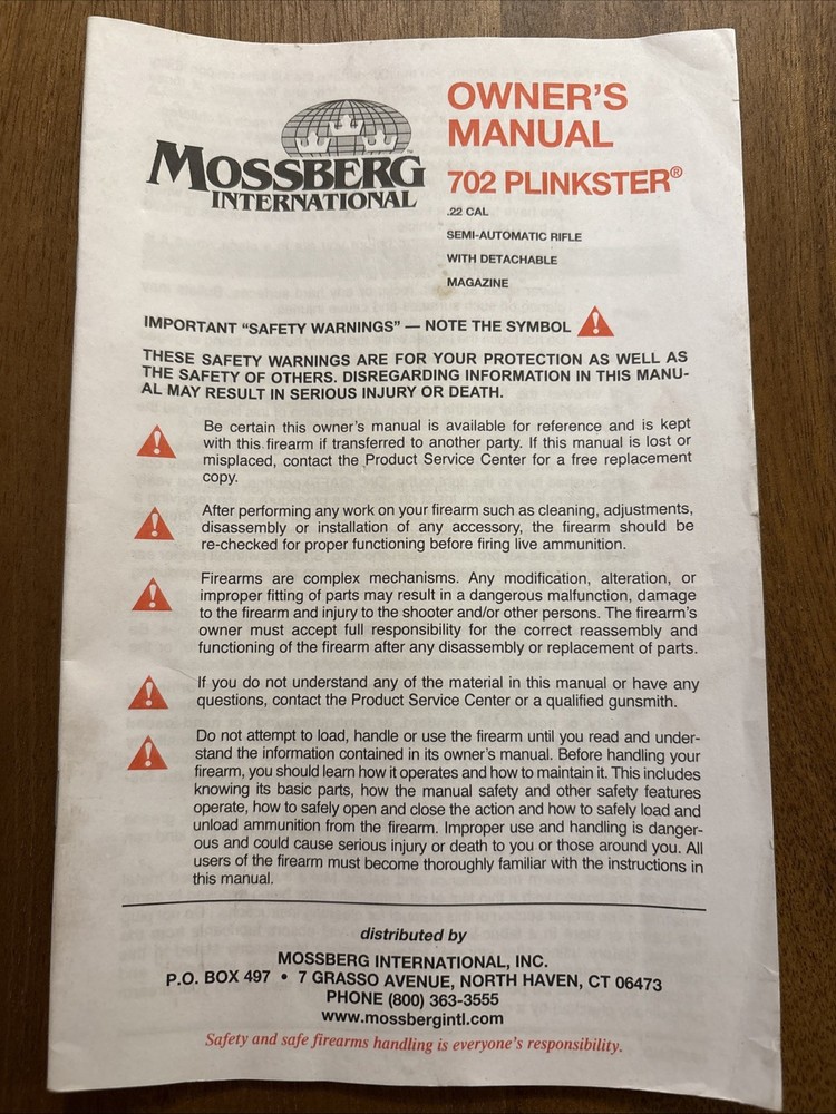 Mossberg Owner's Manual  702 Plinkster