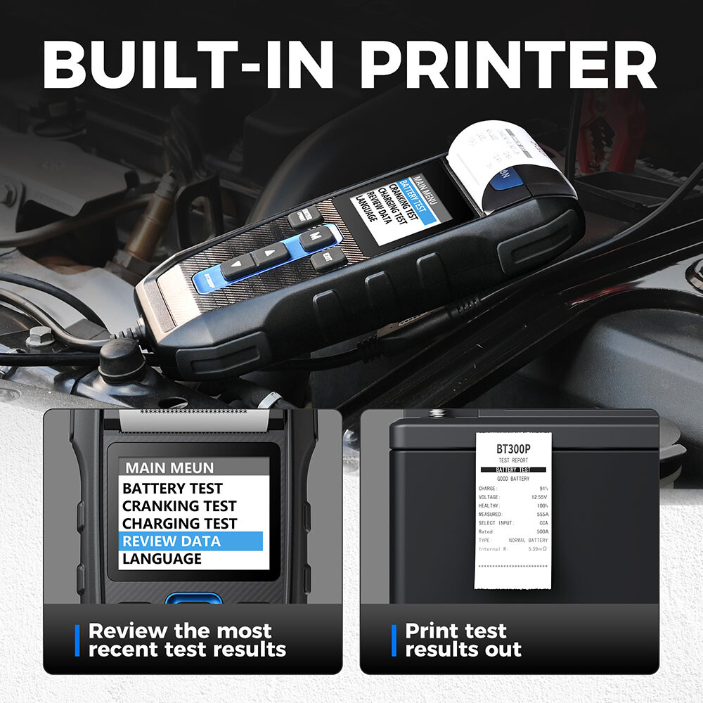 TOPDON 12V Battery Tester Cranking Charging System Battery Analyzer with Printer