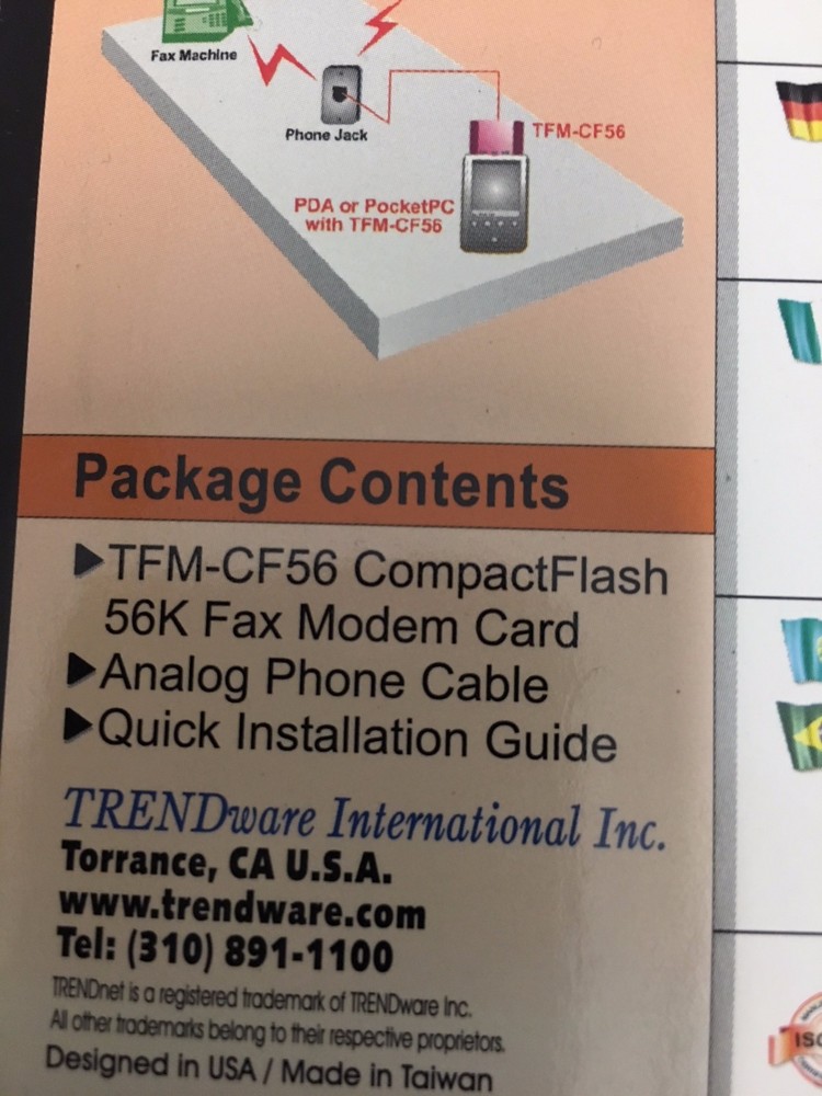 TRENDnet Compact Flash 56K Fax Modem Card