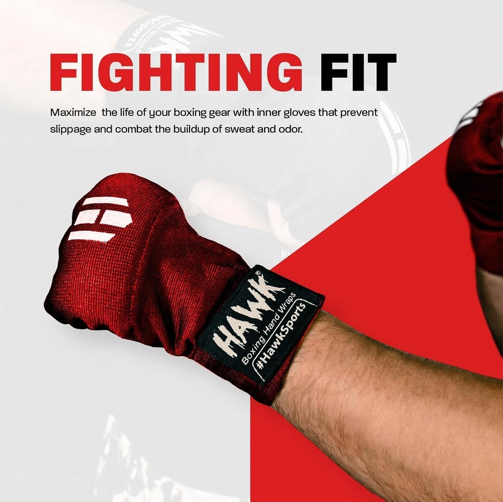 Hawk Inner Gloves: Gel Padding and Extra Brace Hand Wraps for Robust Training