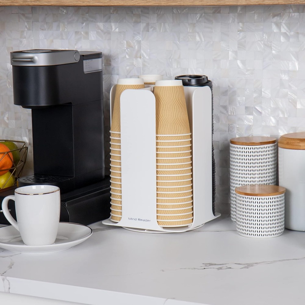 Cup and Lid Carousel Countertop Organizer White