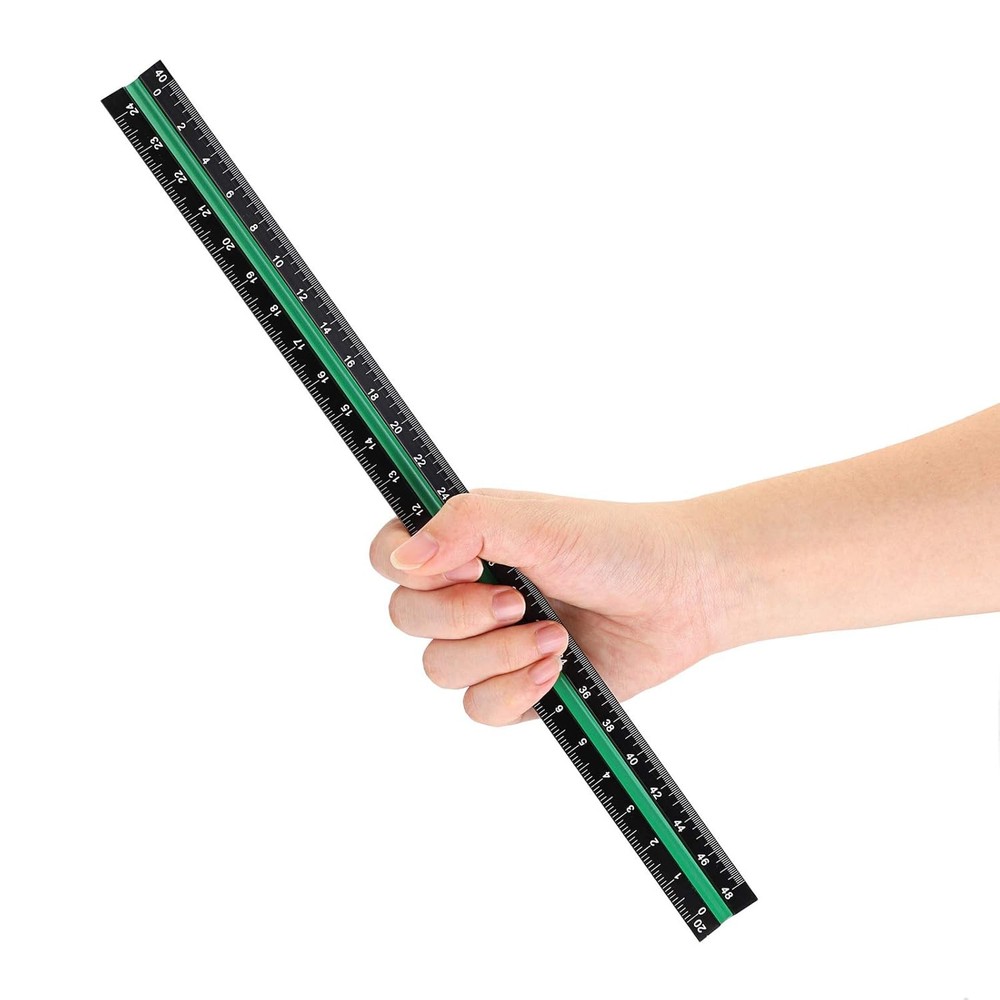 OwnMy 3 Pack 12 Inch Solid Aluminum Triangular Architect Black, Green, Red