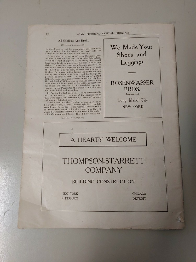 VINTAGE OFFICIAL SOUVENIR PROGRAM VICTORY PARADES 1919 Missing Cover