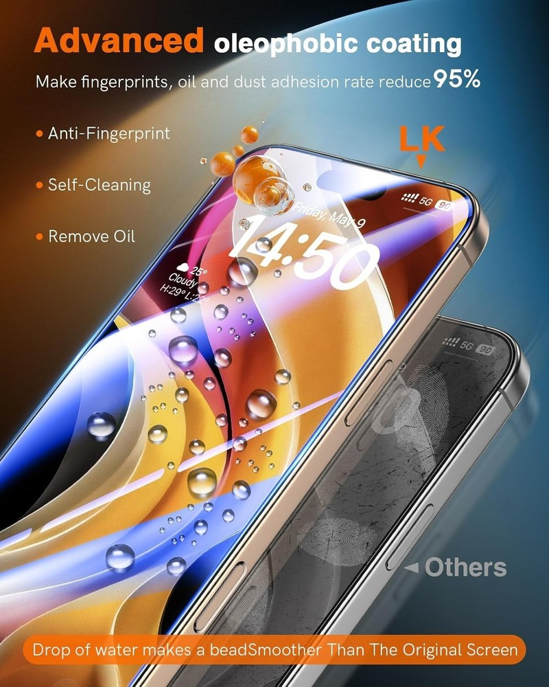 2 Pack for iPhone 17 / 16 Pro Screen Protector Tempered Glass, Military Grade