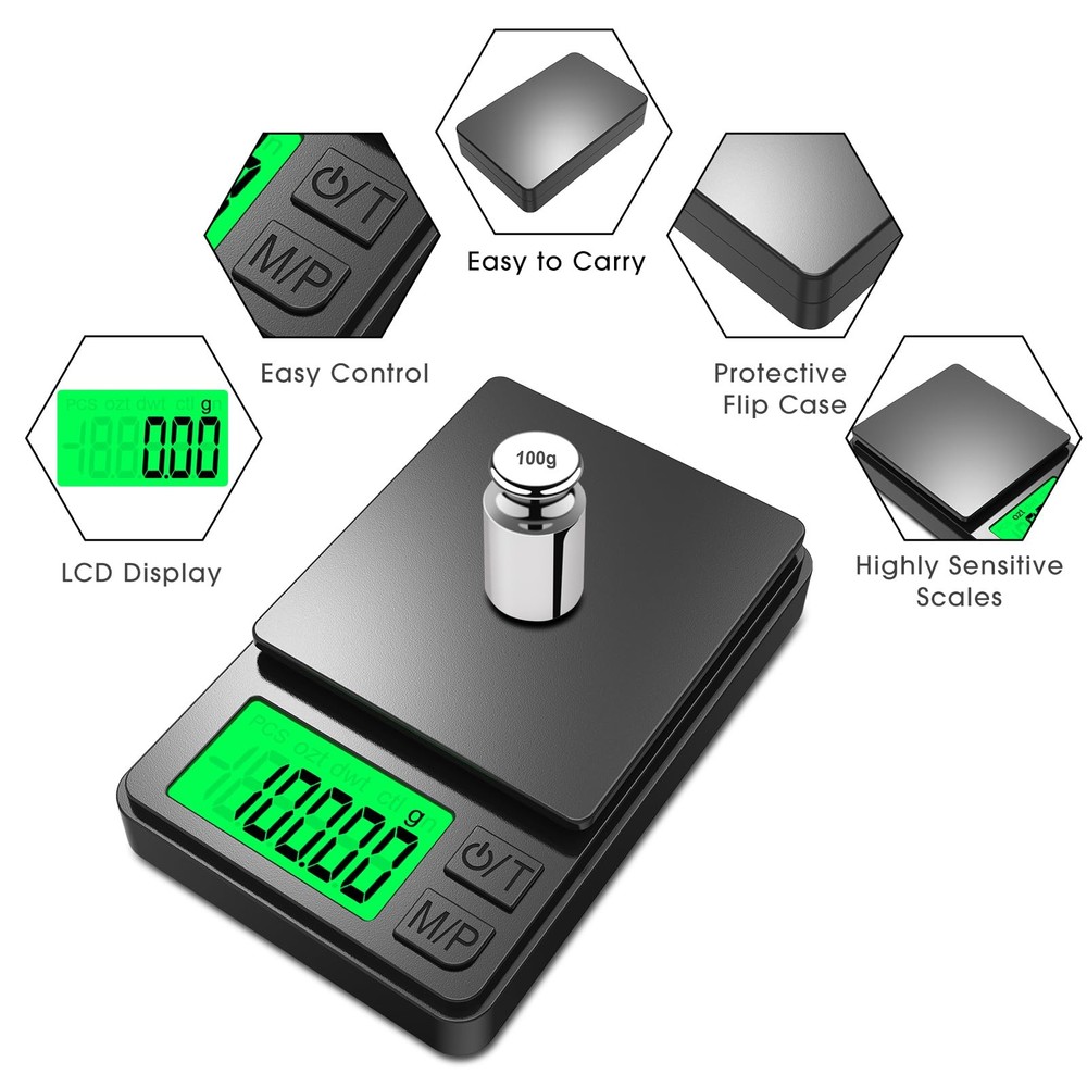 SMALL DIGITAL POCKET SCALE Precision Gram Ounces Grains Scale LCD Display 1000g