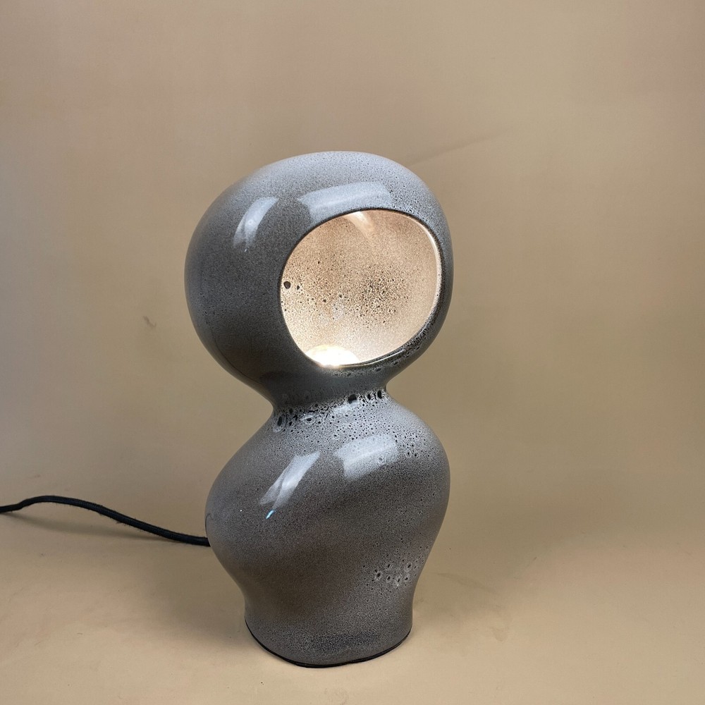 H&M Home Ceramic Grey Modern Lamp Bubble Rounded Shape Table Bedside Light