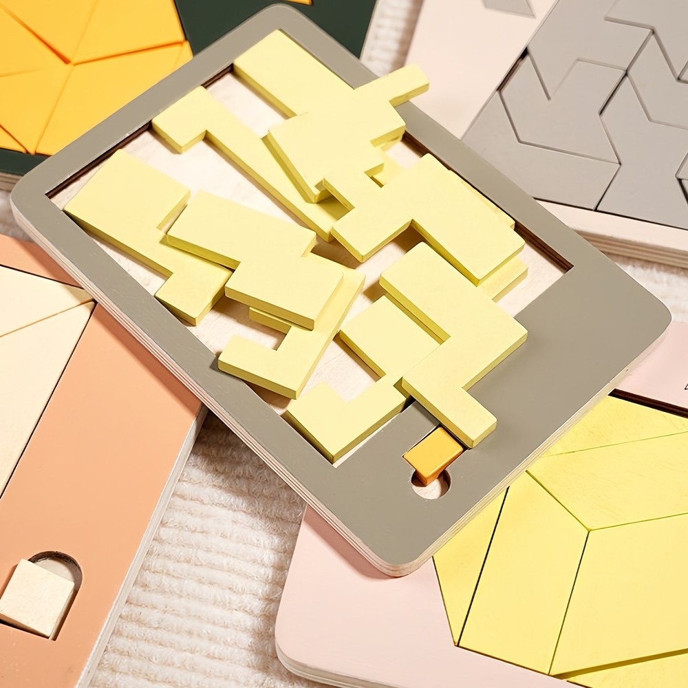 5 Pack/Set Handmade Wooden Impossible Triangle Puzzle Brain Teaser Tangram