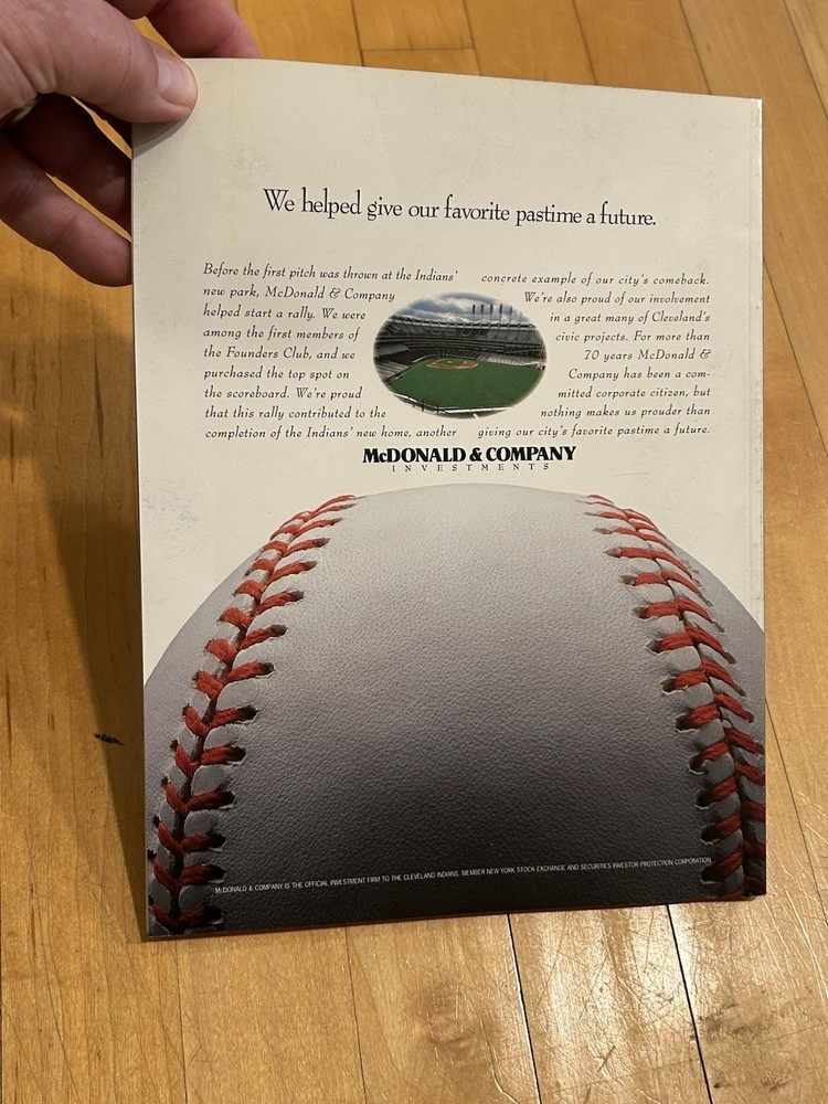 Cleveland Indians Opening Day Program vs. Mariners April 4, 1994 UNSCORED - NICE