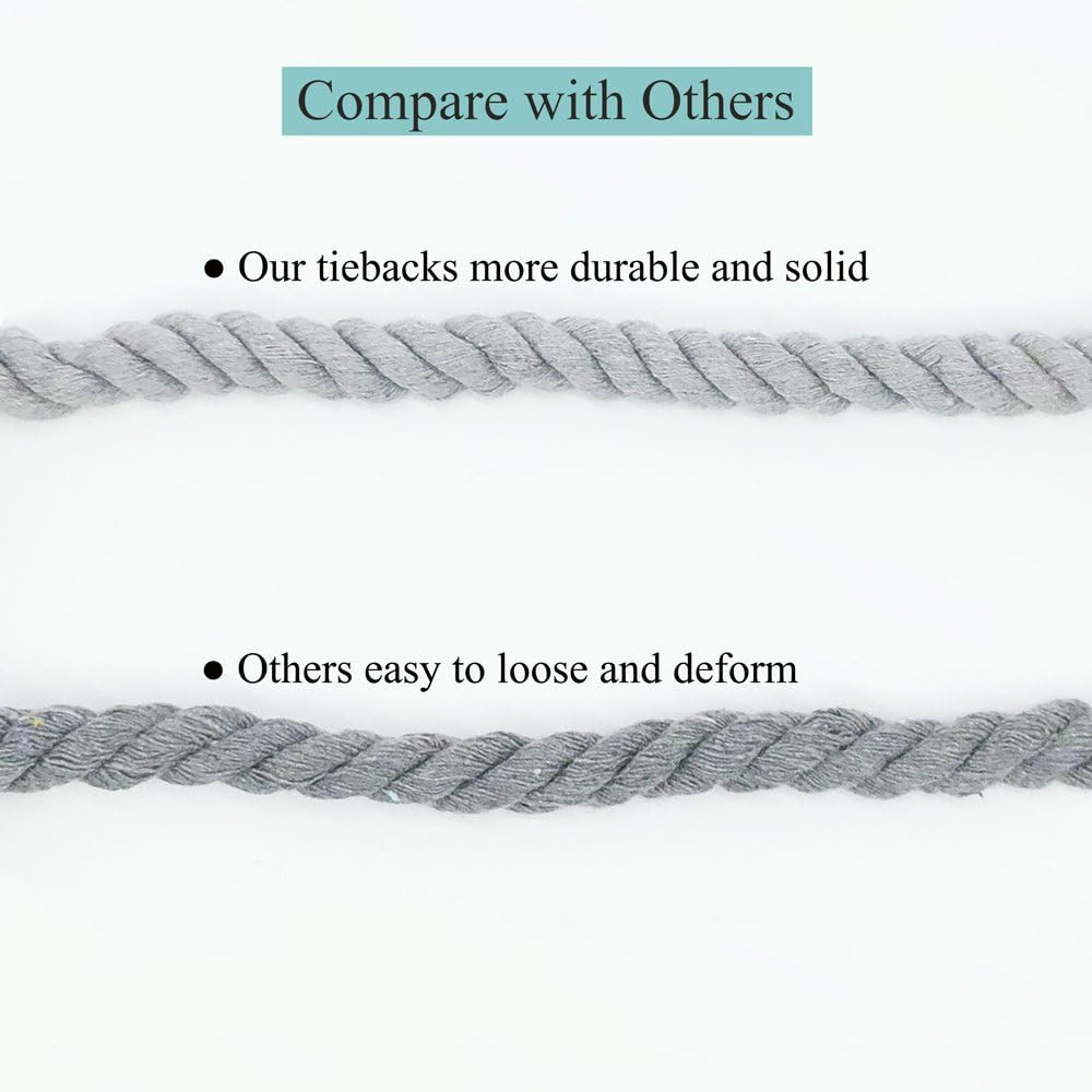 4 Pack Rustic Curtain Tiebacks - Decorative Outdoor Drape Drapery Holdbacks Hold