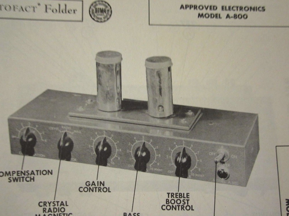 APPROVED ELECTRONICS A-800  PREAMPLIFIER PHOTOFACT