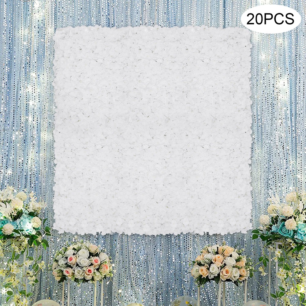 20Pcs Flower Panel White Artificial Flower Wall Panel Flower Backdrop Wall Decor