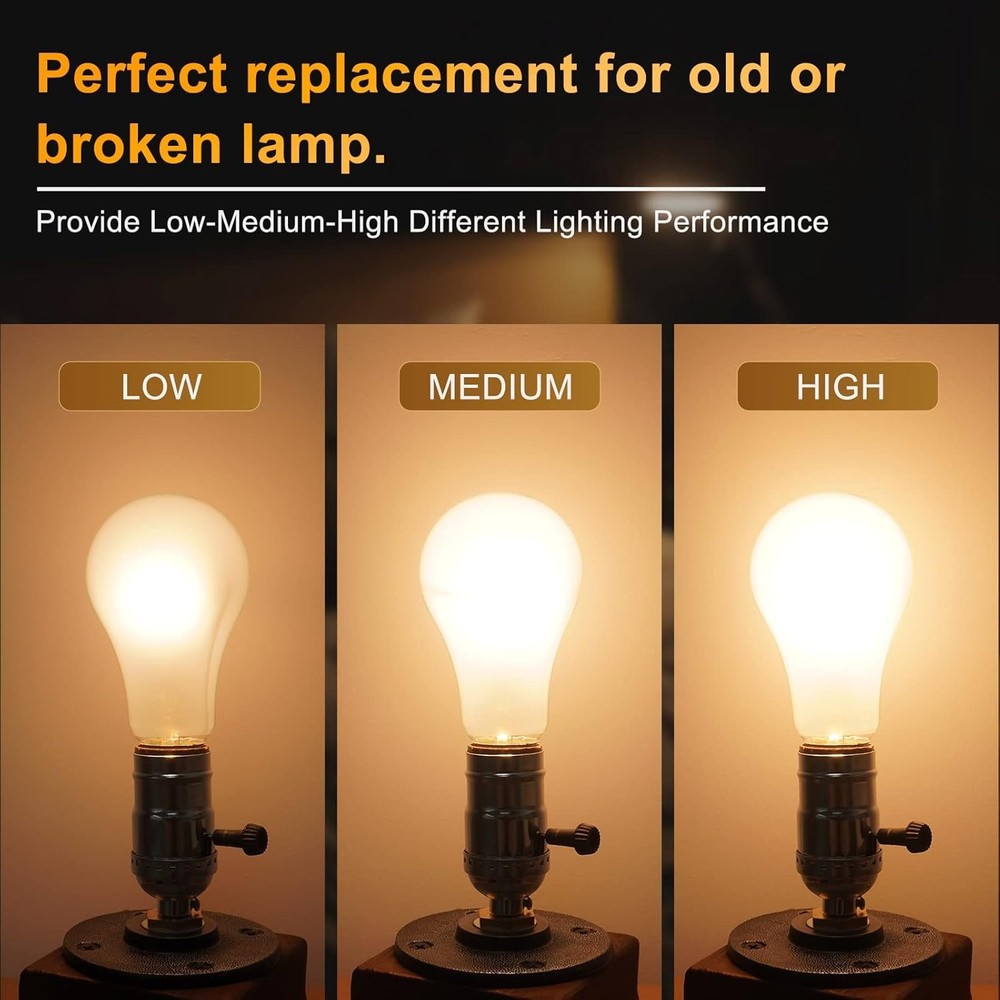 Listed 3-Way Lamp Socket Replacement, E26 Standard Threaded Base Light Socket...