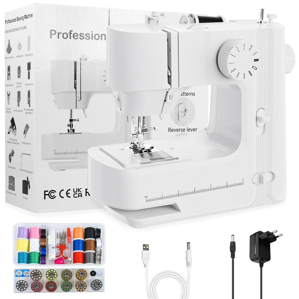 Sewing Machine, Sewing Machines for Beginners with Lights, Forward&Reverse Kn...