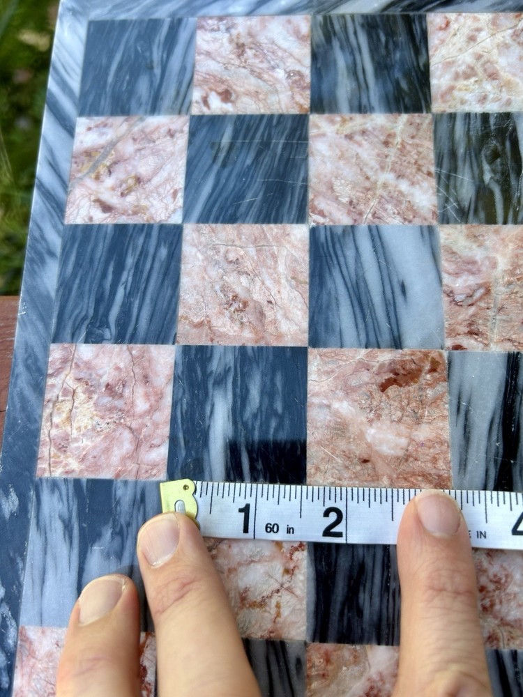 Black and pink stone marble chessboard 14”