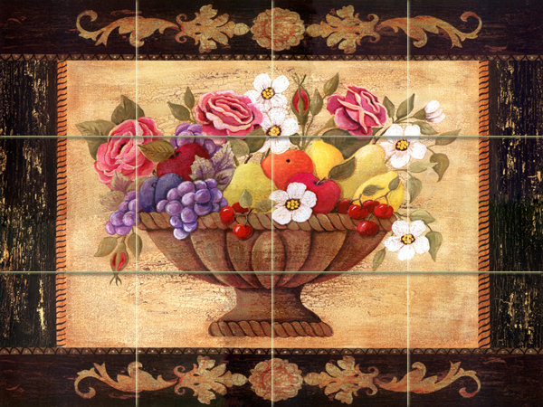 24 x 18 Art Basket Mural Ceramic Backsplash Tile #89