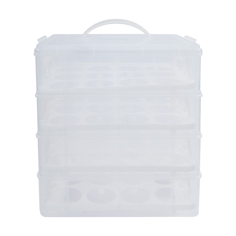 4-Tier Cupcake Carrier with Transparent Design & Easy Carry Handle