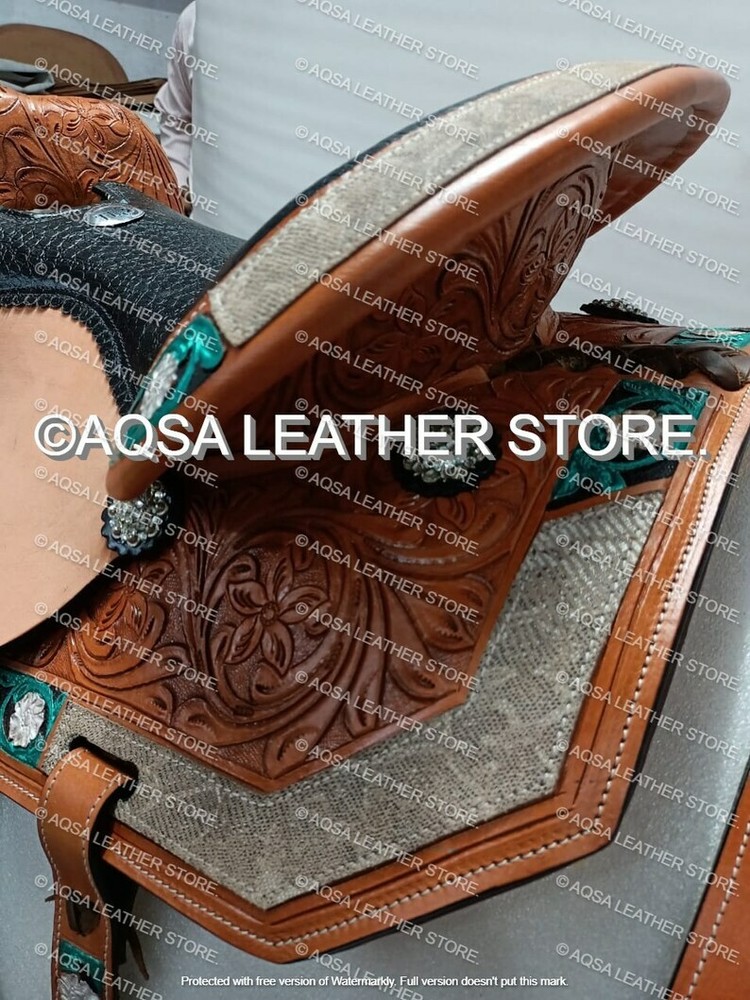 Premium Quality Western Leather Barrel Saddle Soft Fleece Underside Handmade