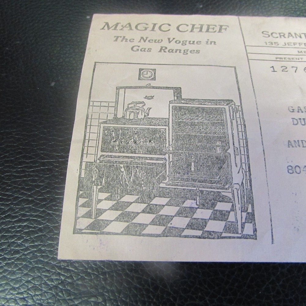 1929 SCRANTON - SPRING BROOK WATER SERVICE - GAS DIVISION - MAGIC CHEF GAS RANGE