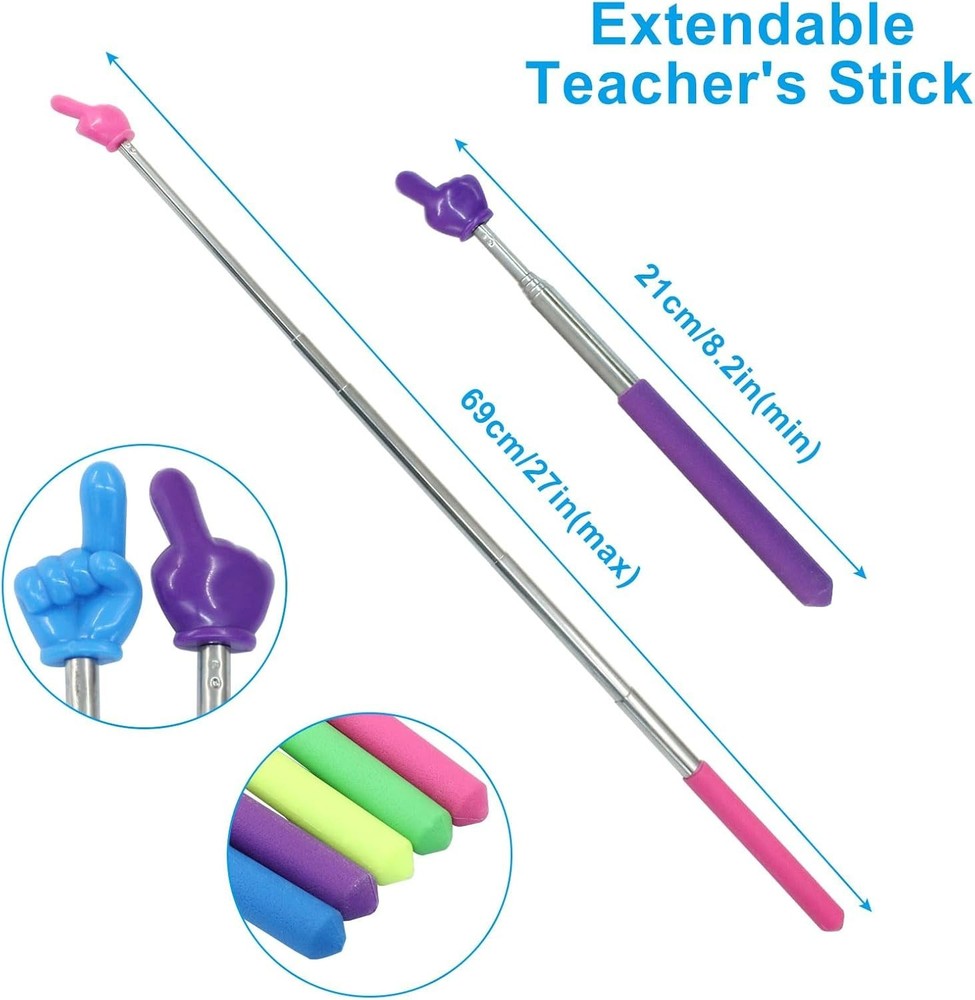 5PCS Retractable Teacher Pointer Stick Extendable Finger Pointer Classroom
