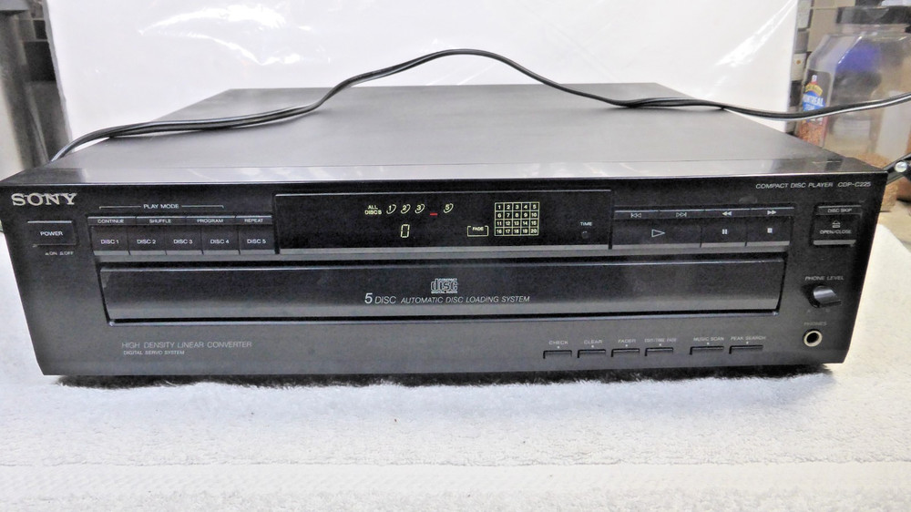 SONY CDP-C225 5-Disc CD Compact Disc Player Carousel Changer Tested