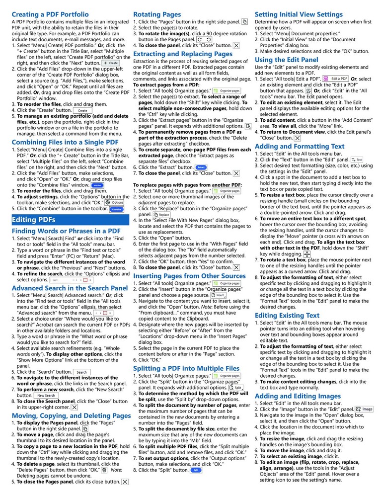 TeachUcomp for Adobe Acrobat DC Training Guide Quick Reference Card Cheat Sheet