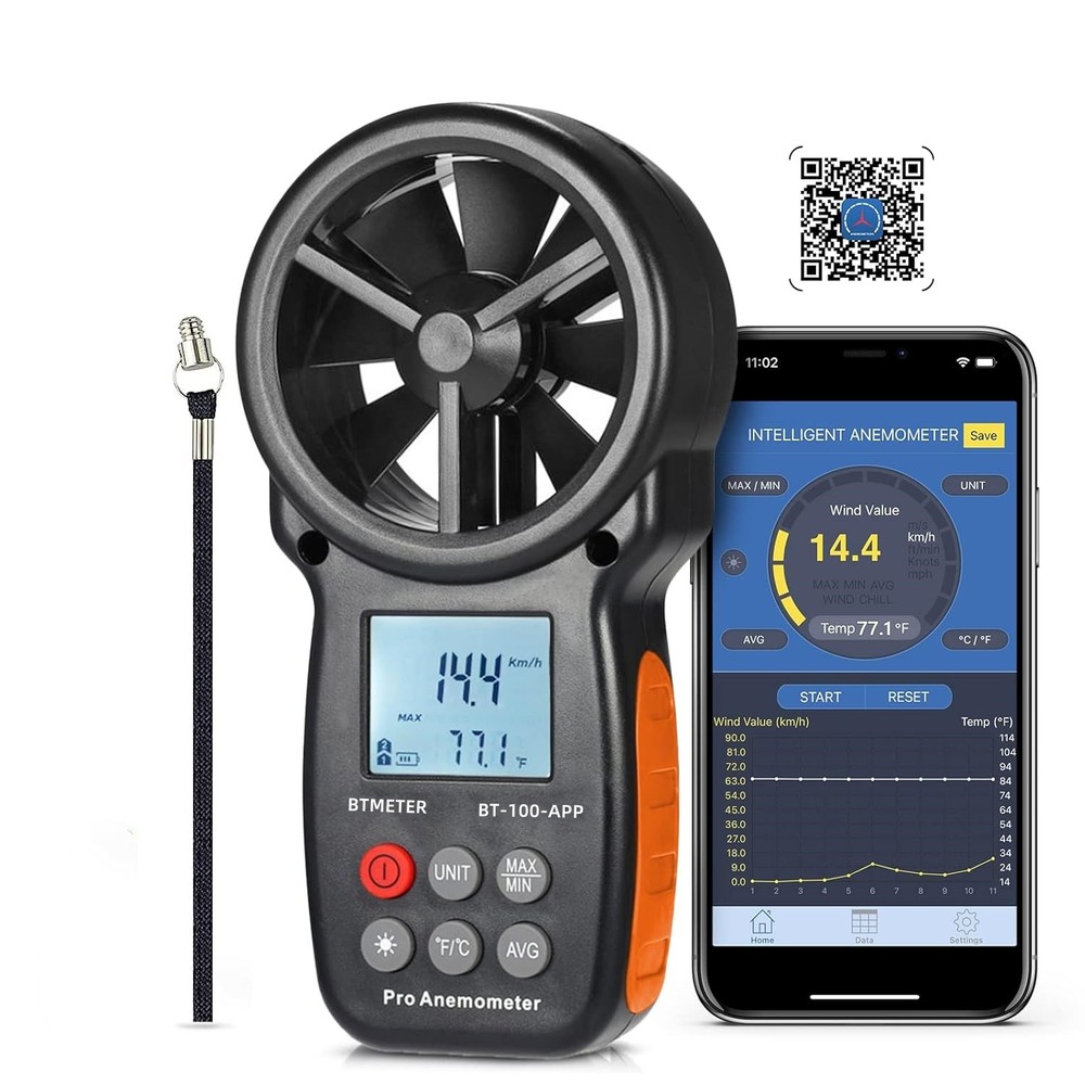 Anemometer Handheld Digital Wind Speed Meter 30m/s Wind Temperature Data Logger