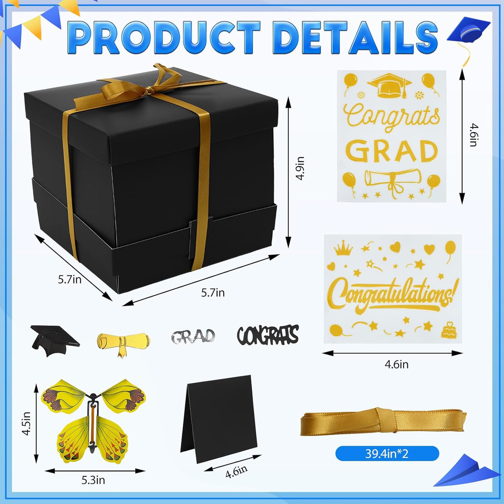 Flying Butterfly Explosion Gift Box, Birthdays Surprise Black Exploding Gift Box