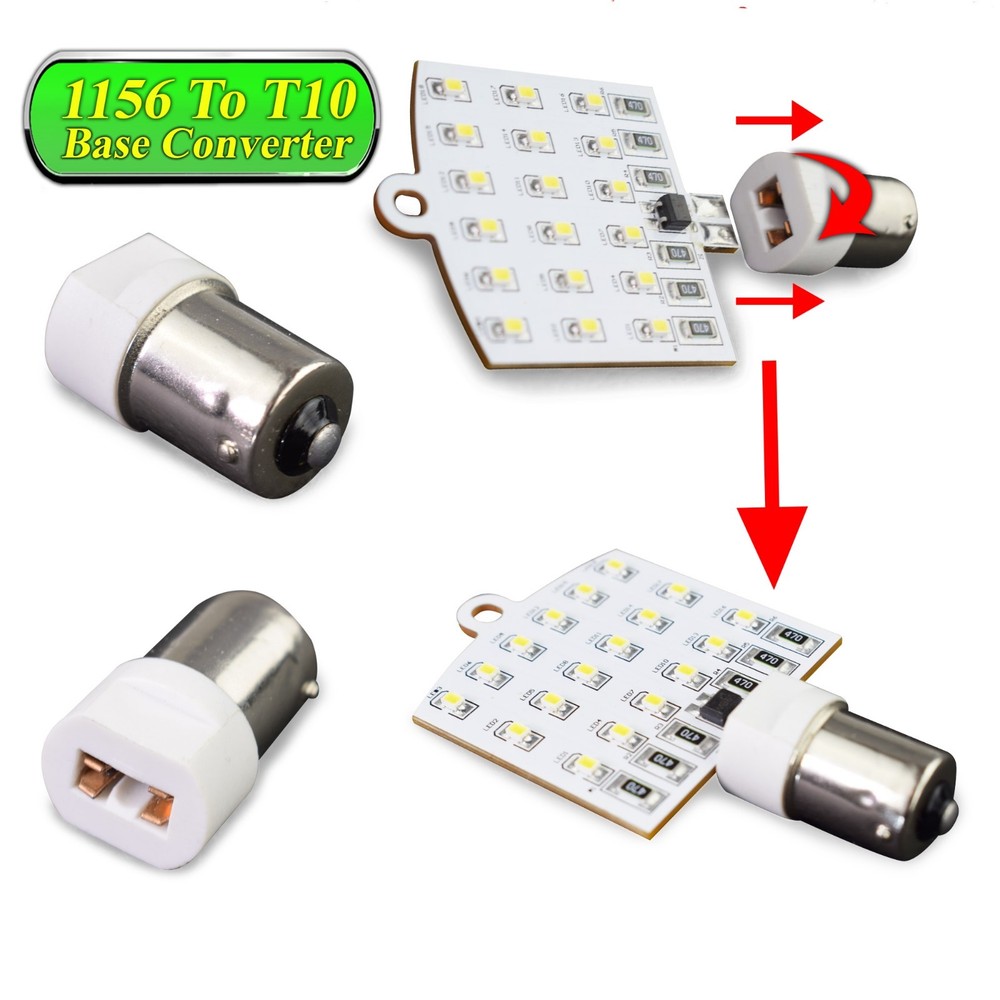 10 Pack T10 168 194 to 1156 Ba15s Bulb Socket Base Converter Adaptor Transformer