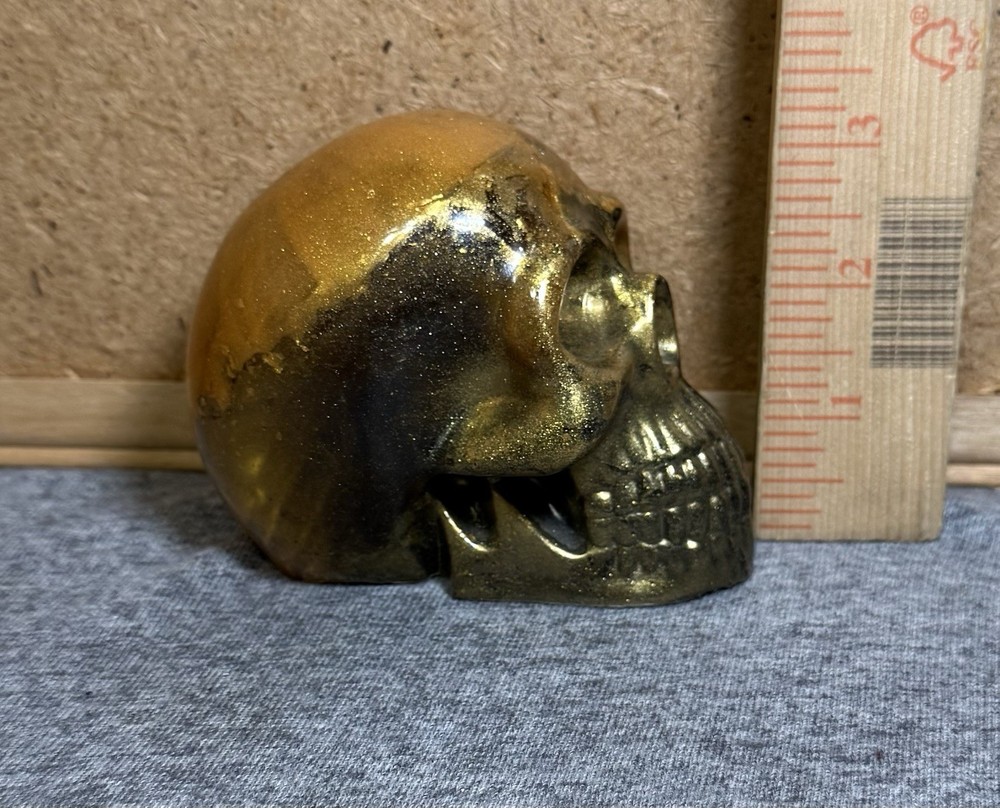 Decorative Gold Skull Figurine. Hard Plastic