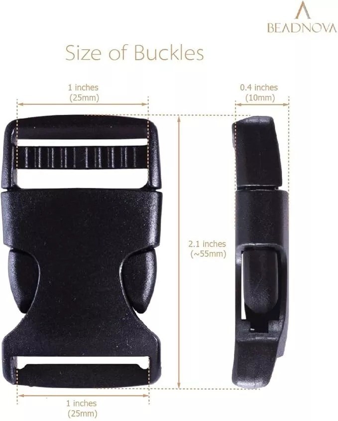 1 Inch Plastic Side Release Buckles 1 Flat Side Quick Release Buckle Clip 20 Pac