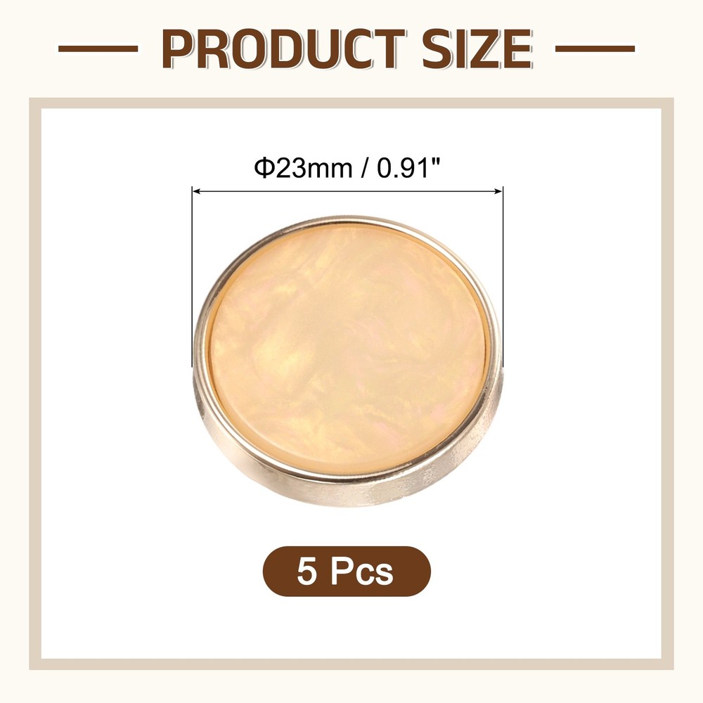 5Pcs Round Button, 23mm/0.9" Resin Decorative Pattern Button, Beige