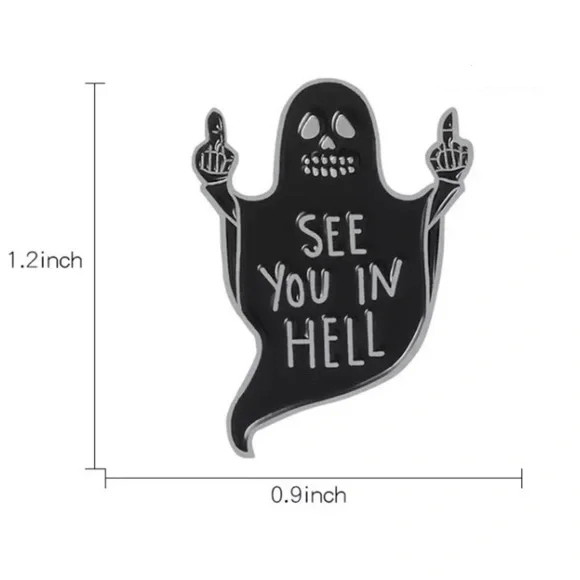 Black Ghost Middle Finger Enamel Pin