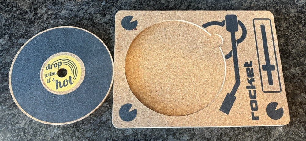 Unique Rocket Turntable Cork Trivet Hot Pad