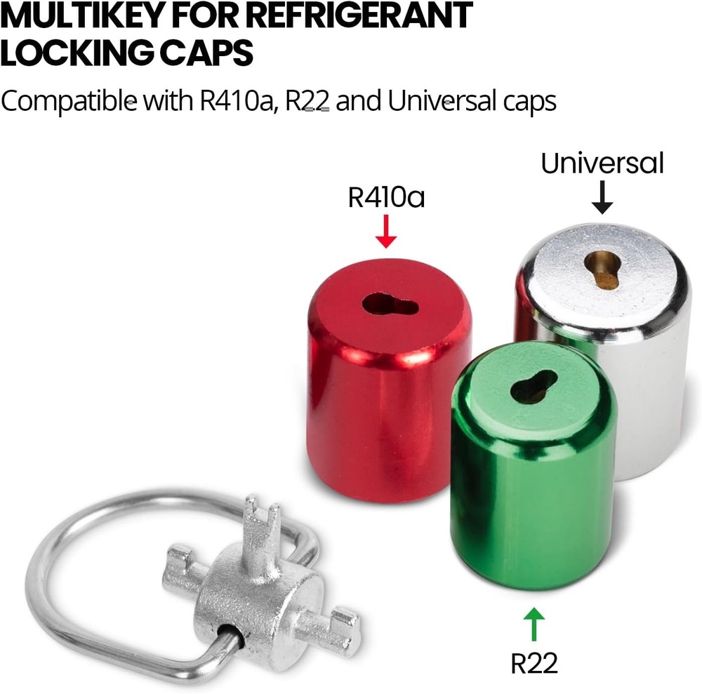 HVAC Tools, Locking Cap Key for Refrigerant Safety Caps, Universal
