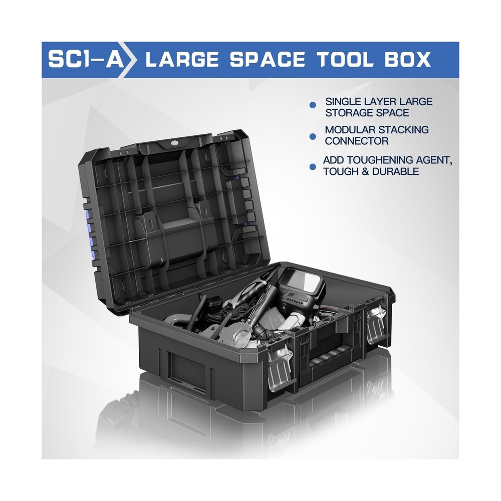 4 Tier Stackable Rolling Tool Box with Wheels | Modular Tool Organizer Box St...