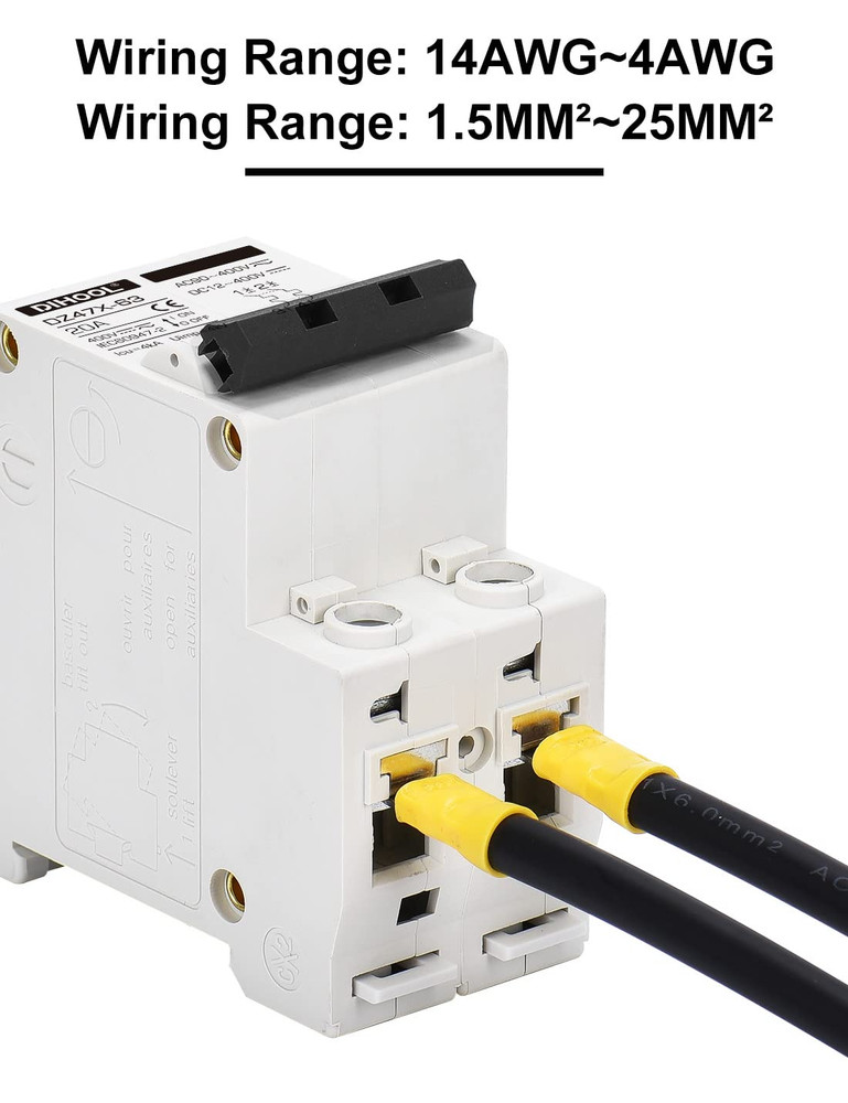 DIHOOL Solar Disconnect Switch, 20 Amp 2 Pole, DIN Rail Mount, Non Polarized, 12