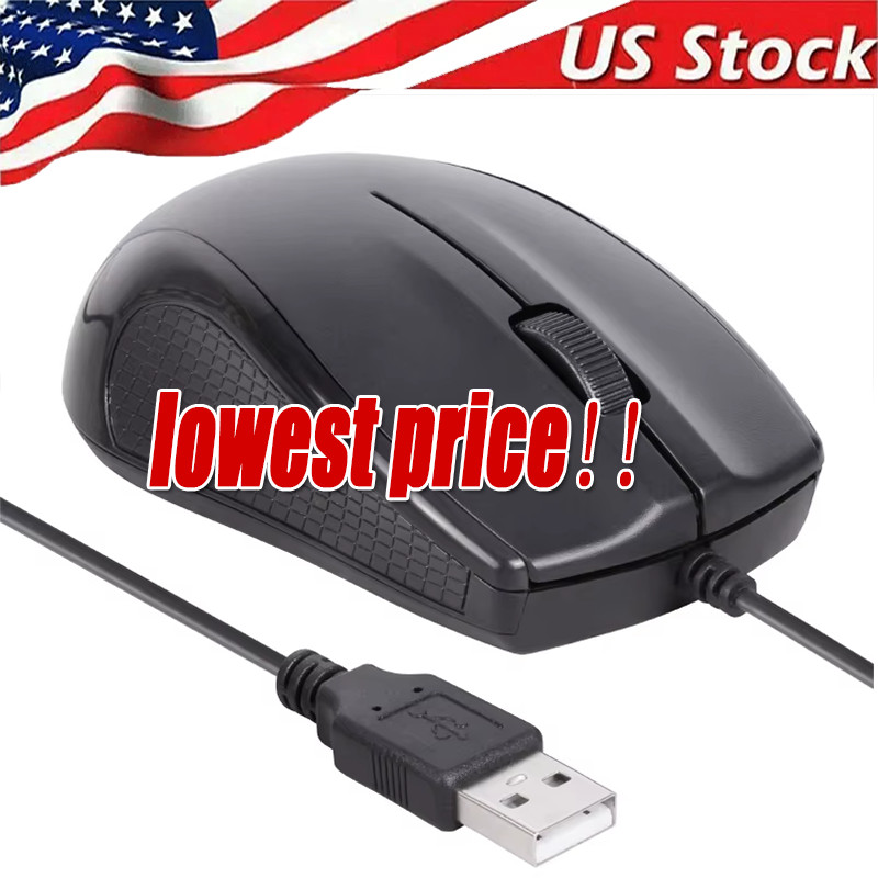 USB 2.0 Optical Wired Scroll Wheel Mouse  PC Laptop Notebook Desktop Black Mice