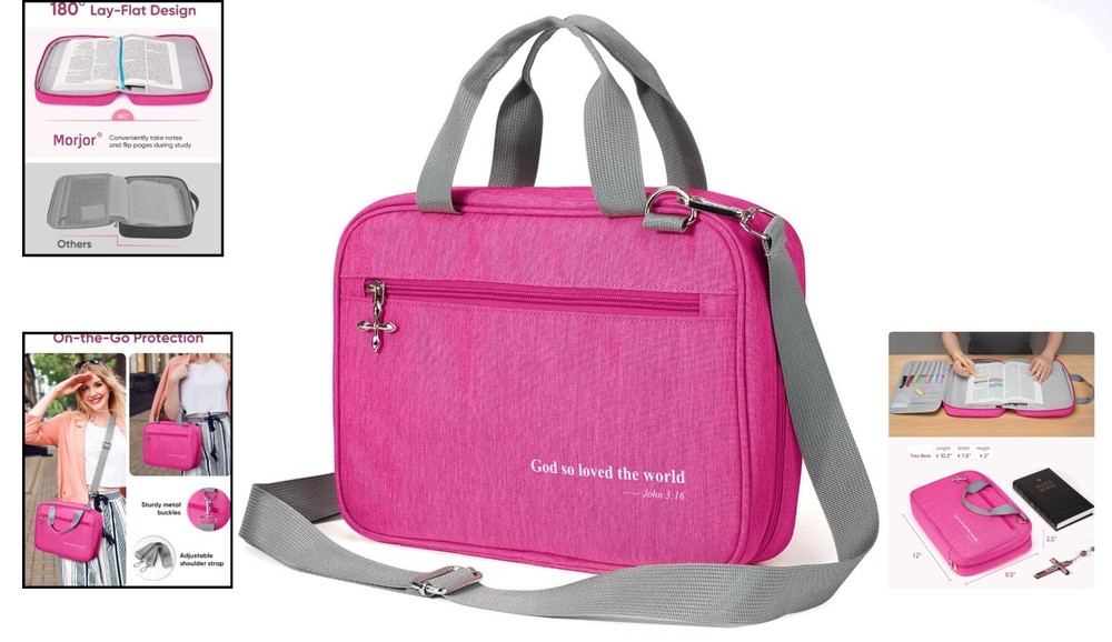 Elegant Bible Carrying Case with Adjustable Strap & Easy Access Storage