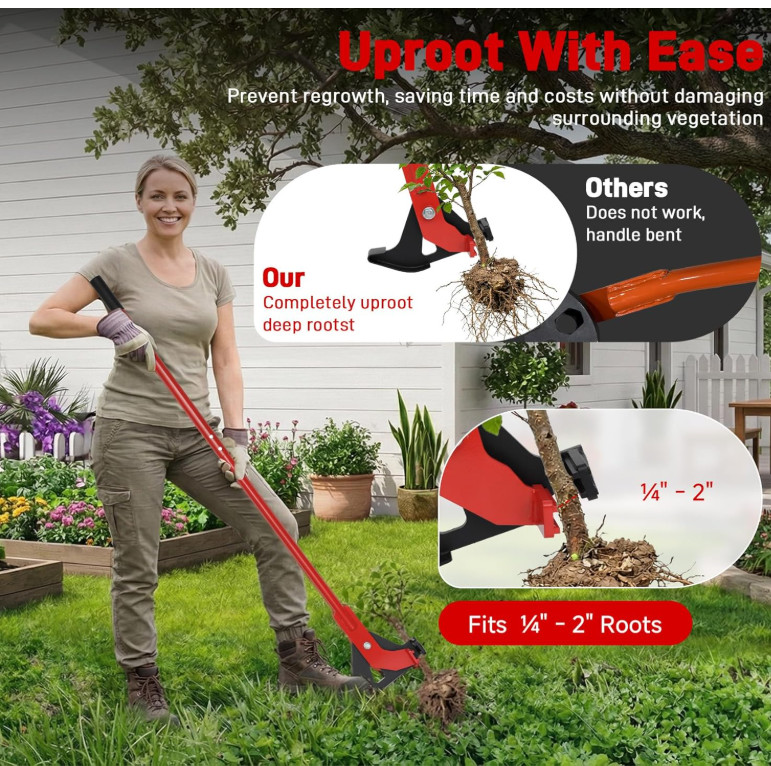 Sapling Puller Tool, Heavy Duty Stand Up Tree Sapling Remover for Woody Stems 1/