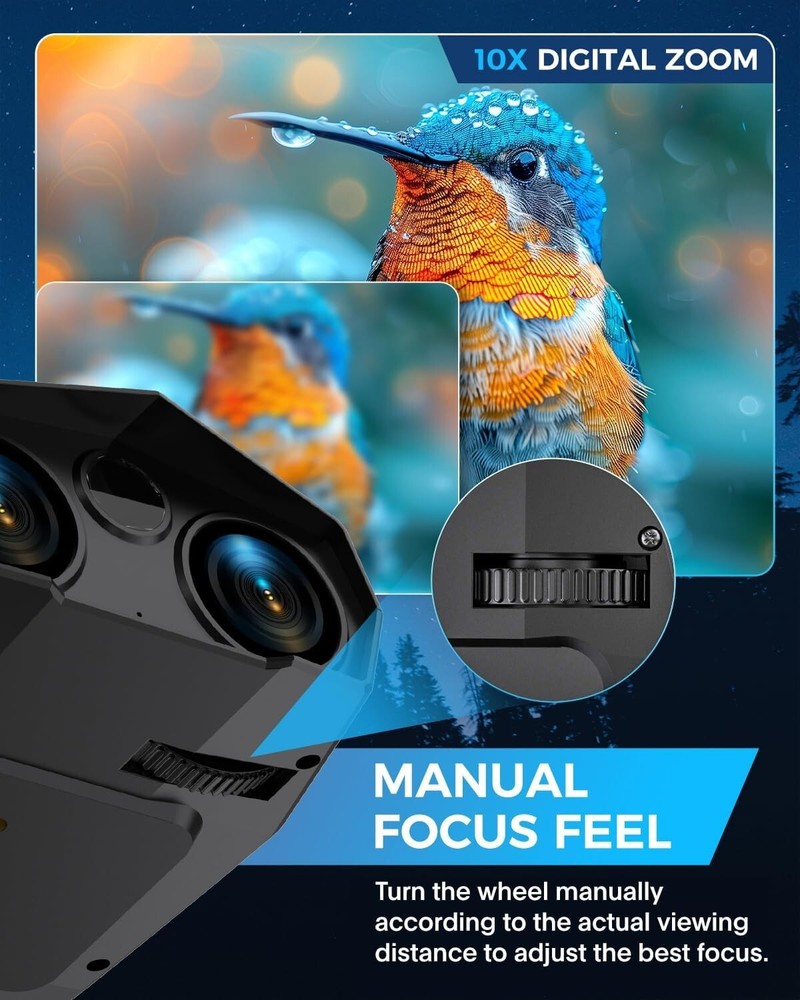 Rechargeable Infrared Night Vision Binoculars - 60MP Capture, Compact Design