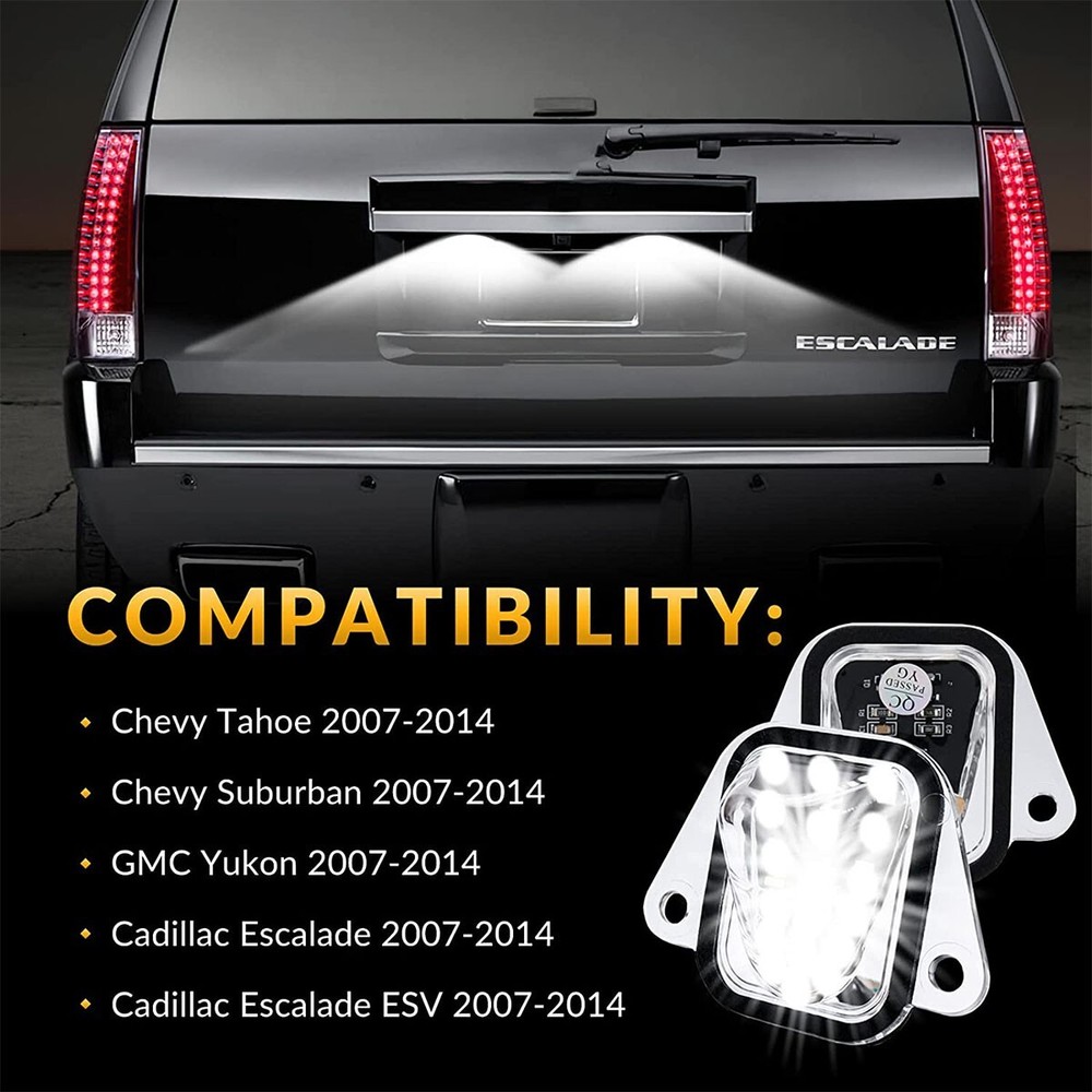 Pack 2 LED License Plate Tag Light For 2007-14 Suburban Tahoe Yukon Escalade ESV