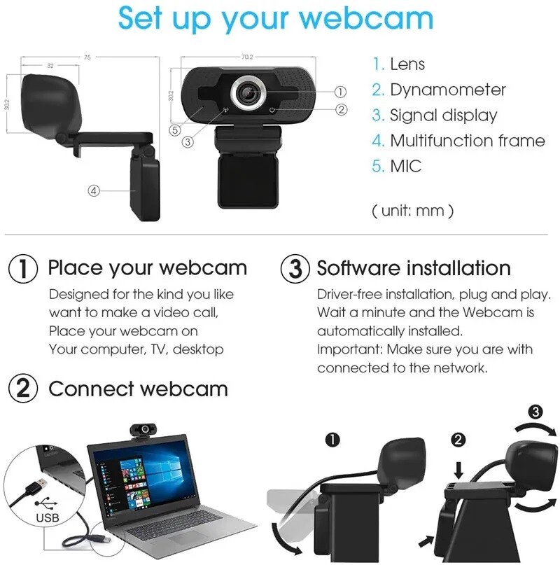1080P Webcam Video Game Working Streaming Microphone Web Camera For PC Computer