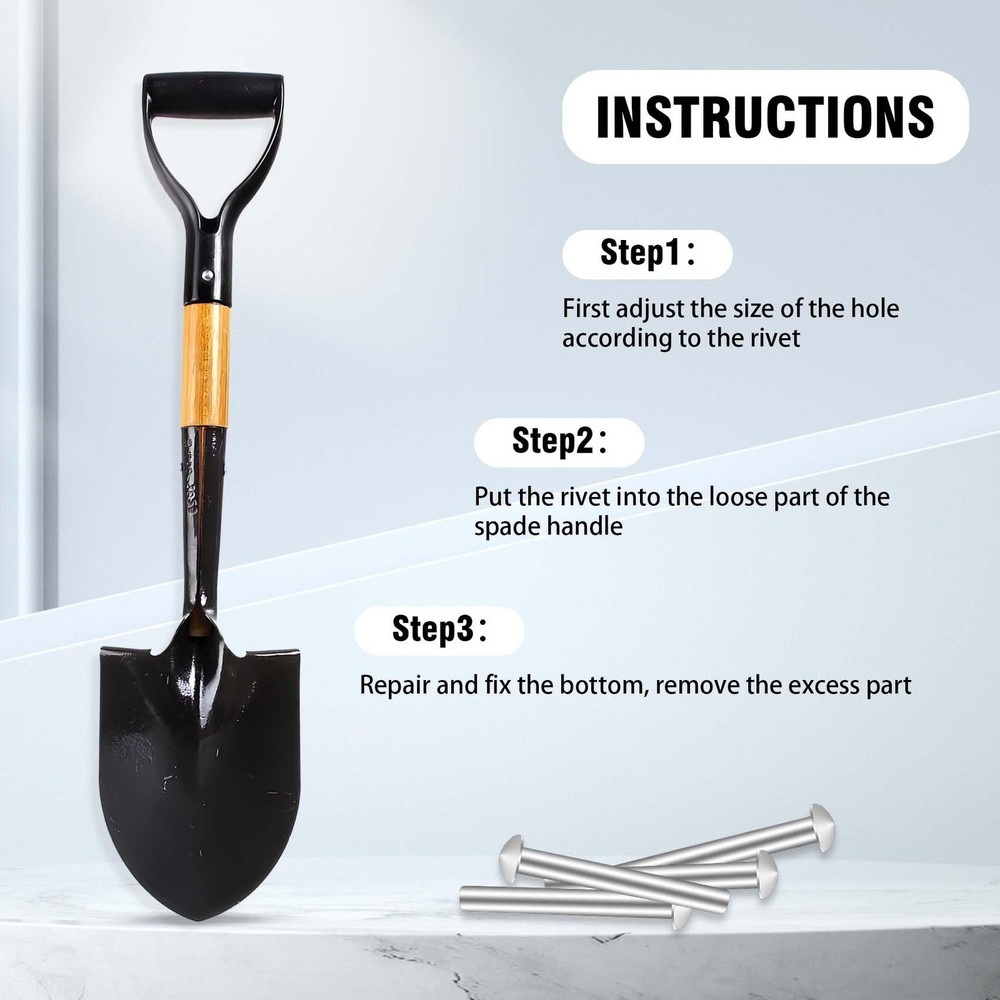 10 PCS Rivets for Spade Handle, Solid Rivet Tool, Round Head Aluminum Rivets,...